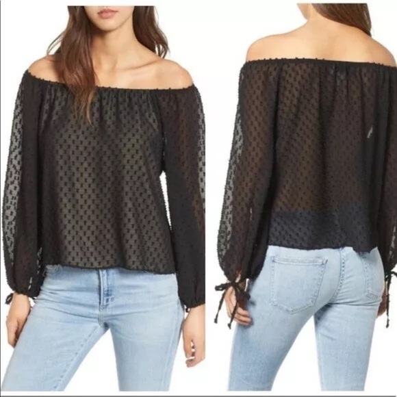 NWT Wildfox Women's Black Off-the-shoulder Blouse - Picture 1 of 1